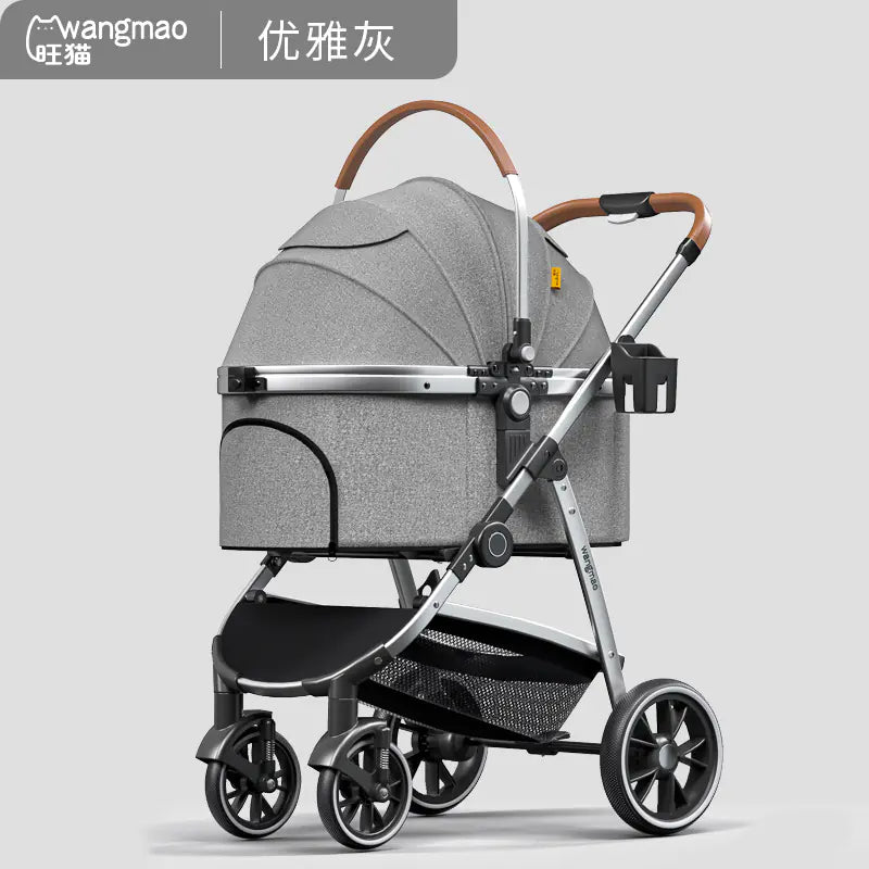 Luxury Medium Dog Pet Stroller - Folding Aluminum Frame